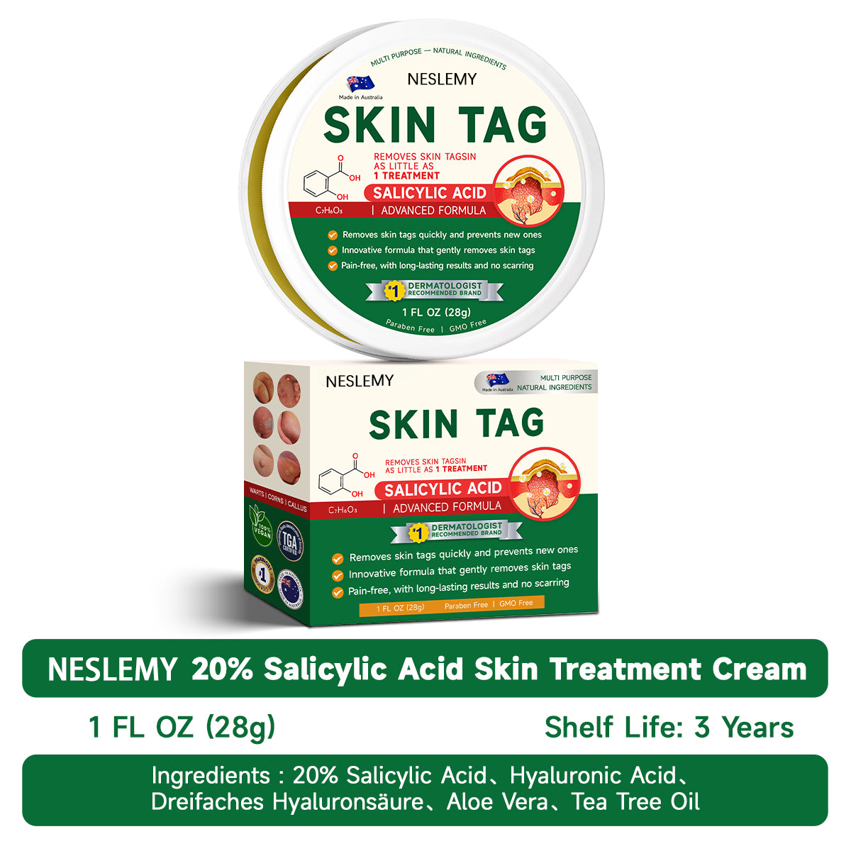 🌿NESLEMY™ 20% Salicylic Acid Skin Treatment Cream ✔️ Dermatologist-Approved ✔️ Safe & Fast-Acting Formula✔️ Helps with Warts, Psoriasis, Eczema, and More